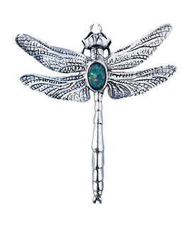 Natural Opal Dragonfly Pin