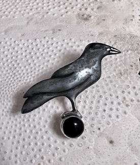 Oxidized Onyx Raven Pin