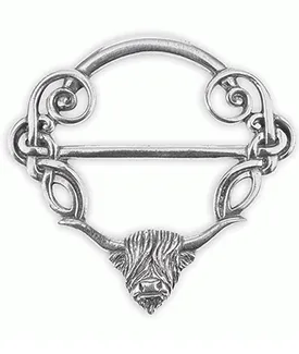 Highland Coo Scarf Ring in Pewter