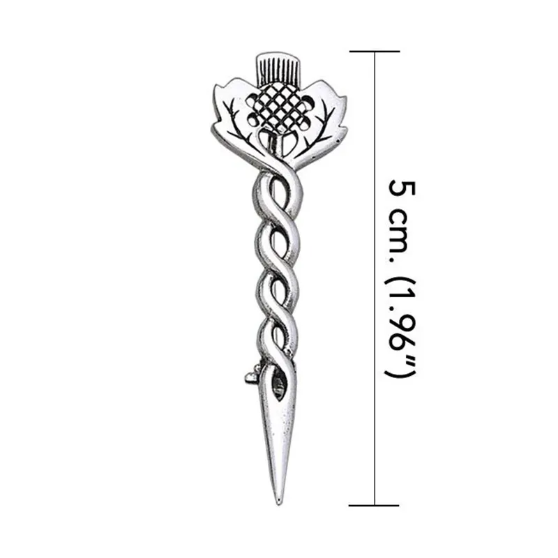 J69036 Sterling Silver Celtic Thistle Brooch Measure Gaelsong