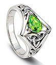 Peridot and Knot Ring on White Background 2 Gaelsong
