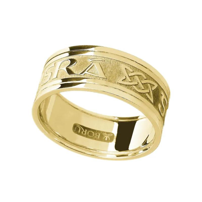 J71016 MEN Handmade 10K Yellow Gold Gra Go Deo Band Ring Gaelsong