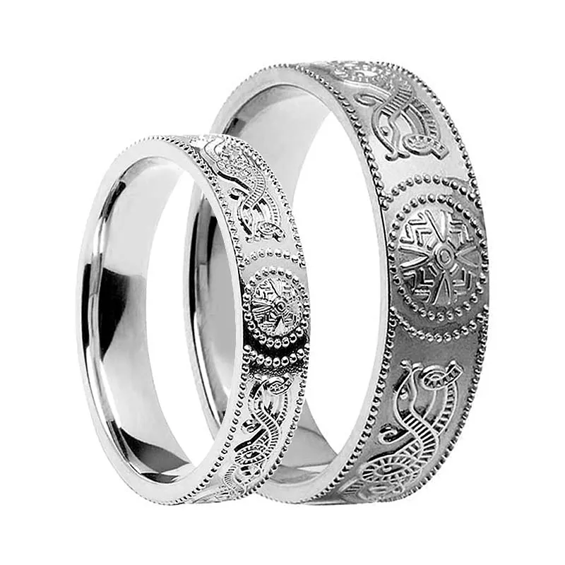 His & Hers 9ct Gold Celtic Wedding Rings – Two-Tone, 6mm & 7mm, UK Made