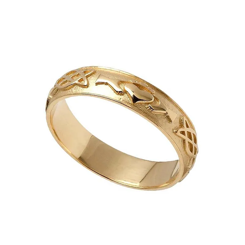 J71023 WOMEN Handmade 10K Yellow Gold Claddagh Wedding Band Gaelsong