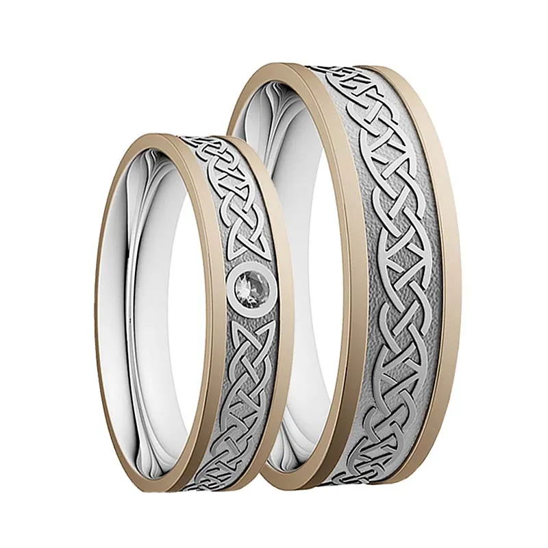 10K Mixed Gold Celtic Love Knot Wedding Bands | Gaelsong