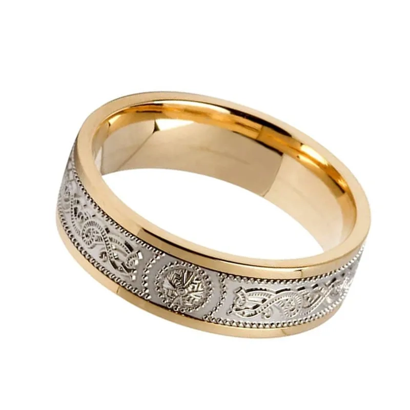 Two Tone 10K Gold Celtic Warrior Wedding Ring | Gaelsong