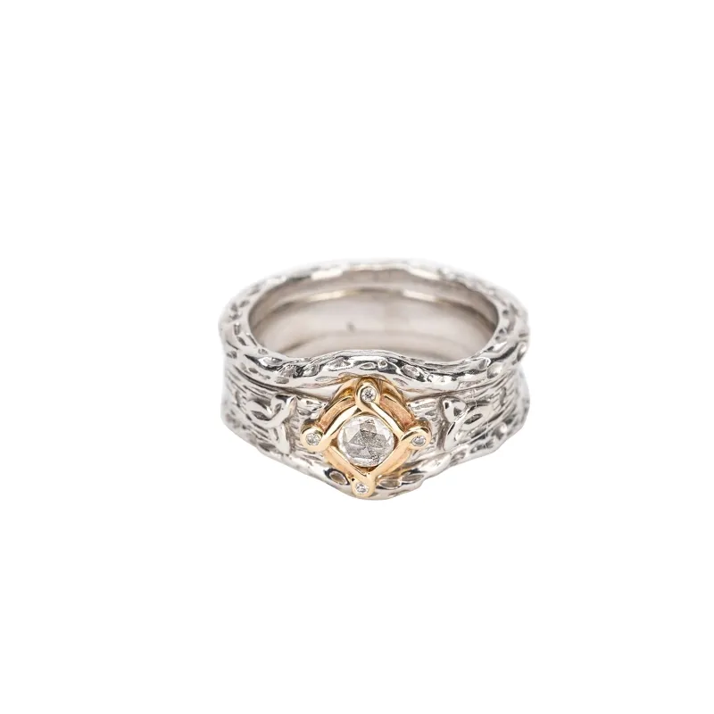 J74028 3 PIECE Handmade 10K Gold Trinity Knot Diamond Ring Gaelsong