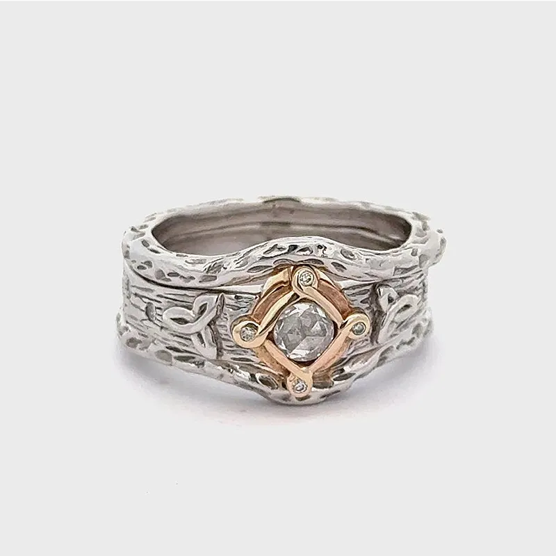J74028 3 PIECE Handmade 10K Gold Trinity Knot Diamond Ring Studio Photo Gaelsong