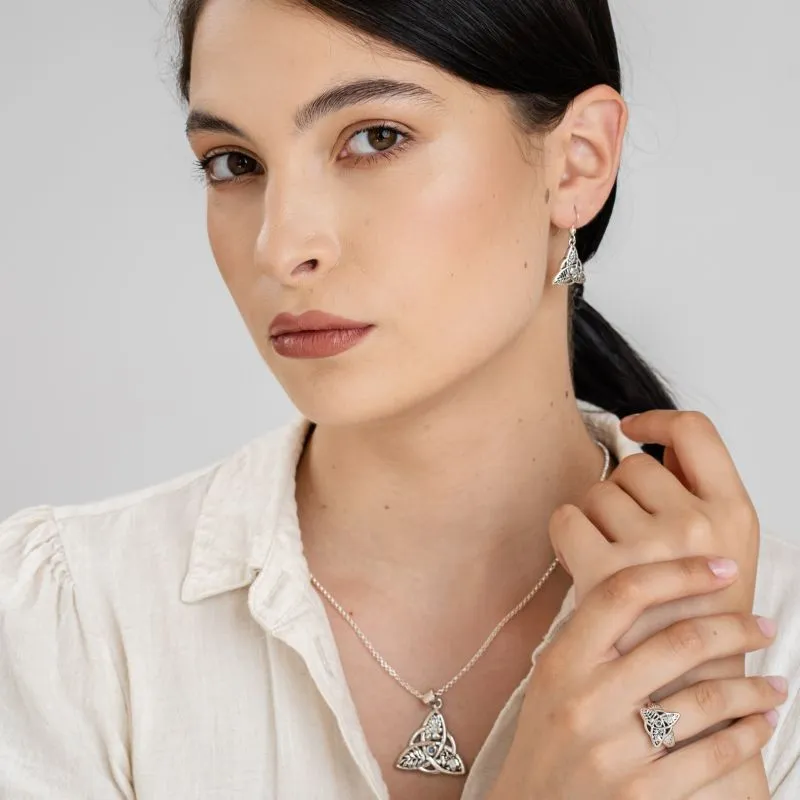 J75064 Oak, Ash and Thorn Ring with Earrings set Gaelsong