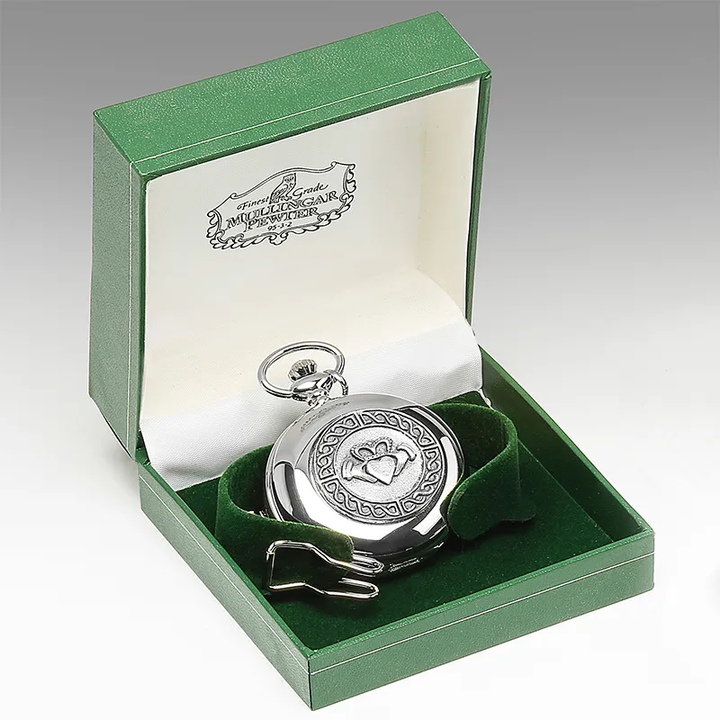 J80651 Irish Celtic Claddagh Pocket Watch Gift Box Gaelsong