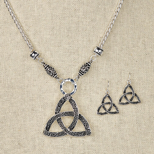 Trinity Knot Necklace and Earrings Set Celtic Jewelry Gaelsong