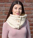 Honeycomb Aran Buttoned Snood Scarf