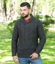 Shawl Collar Sweater for Men Made of Merino Wool Charcoal Gaelsong