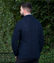 Shawl Collar Sweater for Men Made of Merino Wool Navy Blue Back Gaelsong