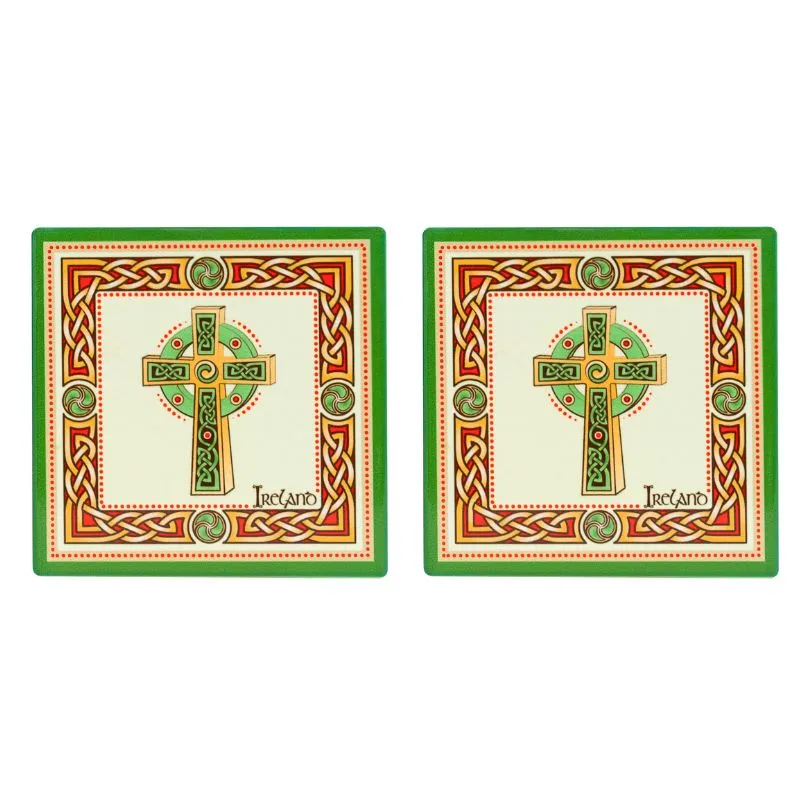 WD68667 Irish Designed Ceramic Coasters Celtic Cross Gaelsong