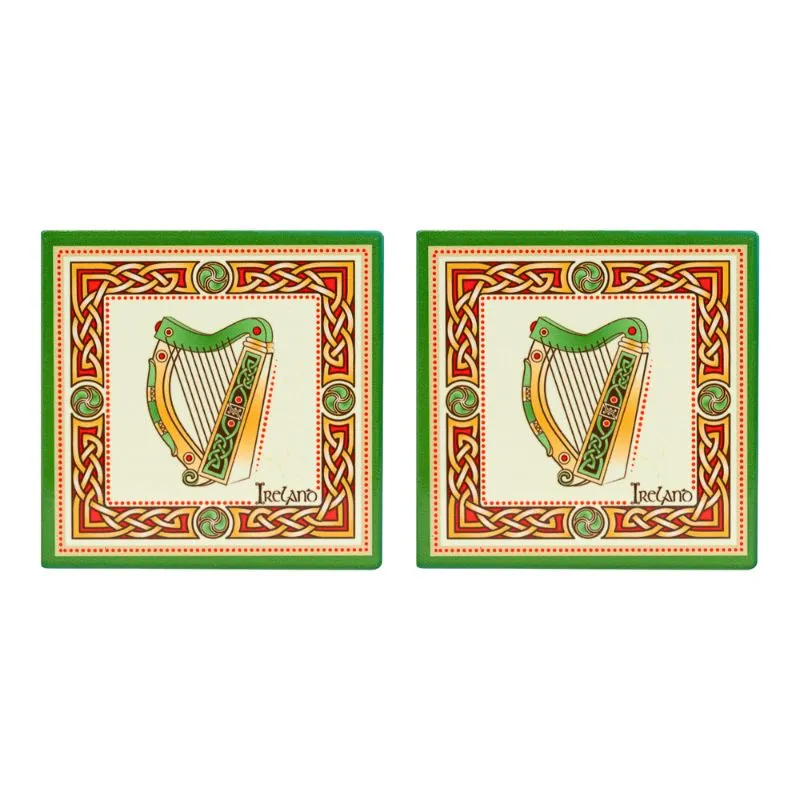 WD68667 Irish Designed Ceramic Coasters Harp Gaelsong