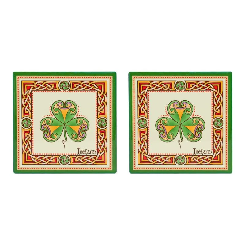 WD68667 Irish Designed Ceramic Coasters Shamrock Gaelsong