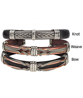 Celtic Leather Bracelets with Metal