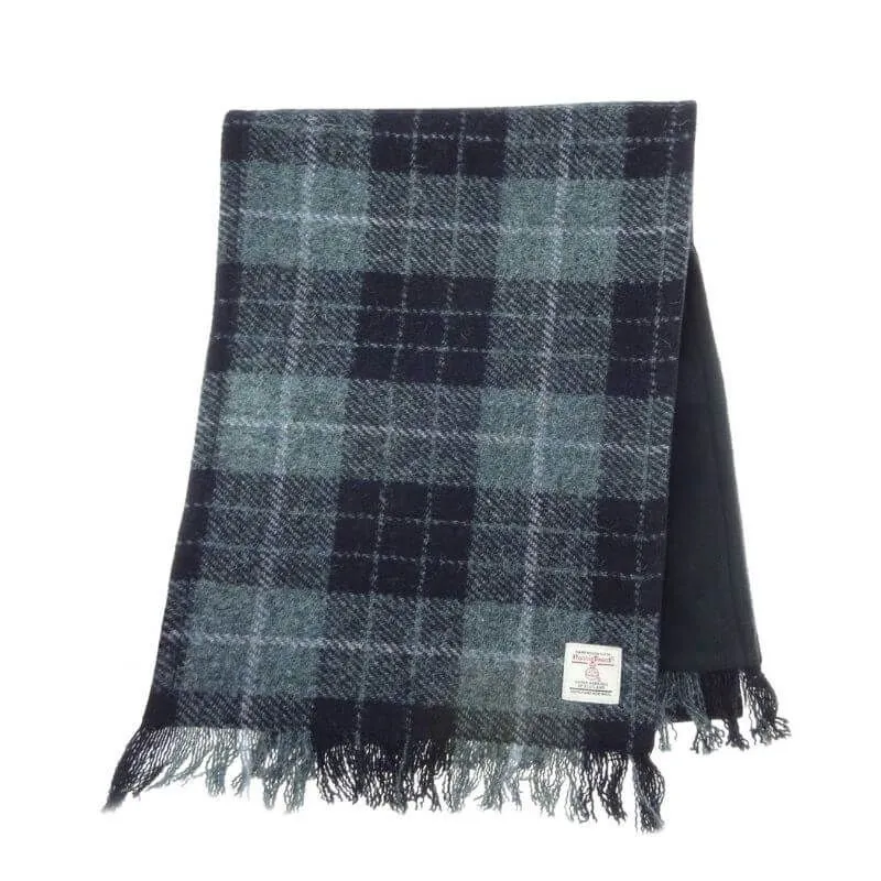 B30236 Handmade Harris Tweed Tartan Scarf Grey Gaelsong