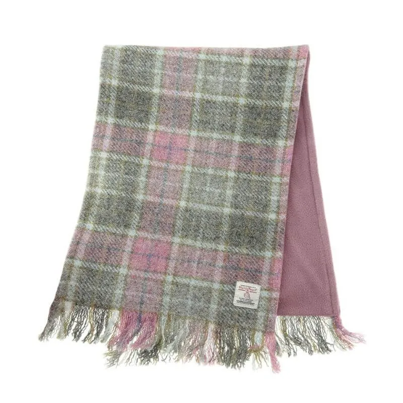 B30236 Handmade Harris Tweed Tartan Scarf Pink Gaelsong