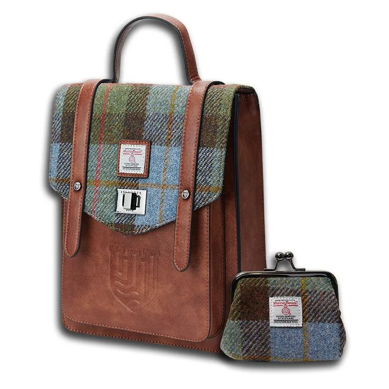 Genuine Harris Tweed Backpack with Matching Wallet Set