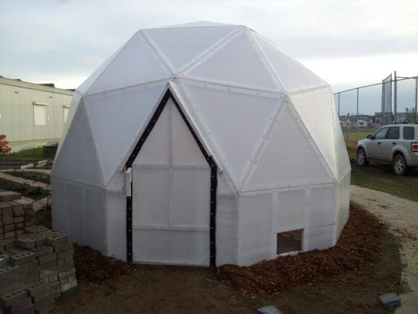 This dome greenhouse sits at a high school in Fort McMurray Alberta Canada