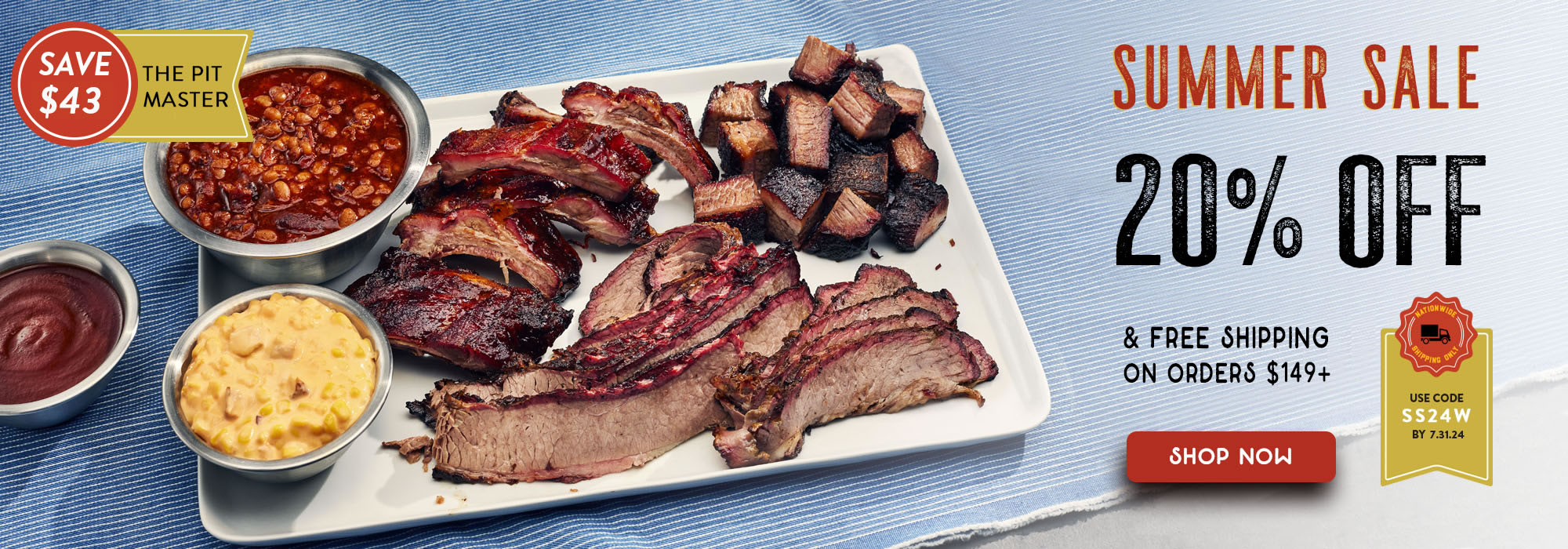 Select Barbecue Packs.  20% off and free shipping on orders $149+ - use code SS24W