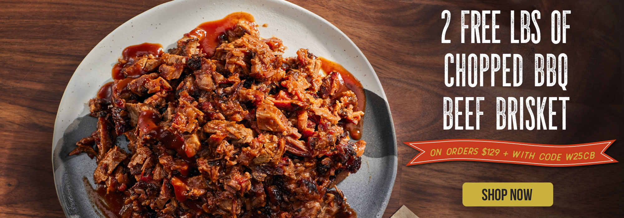 It's Tailgate Season. Two Free Pounds of Chopped Beef Brisket with orders $129+