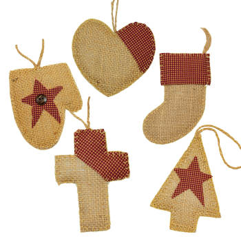 Burlap Ornament Set of 5