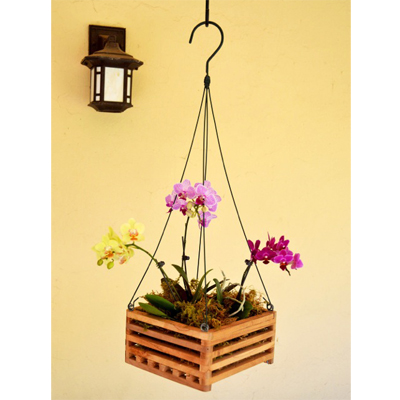 10 Inch Square Wooden Basket Planters