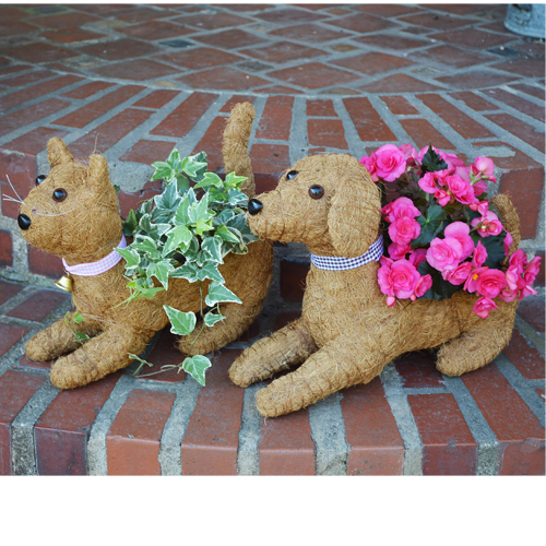Rocky the Coco-Fiber Lying Down Dog Topiary Planter