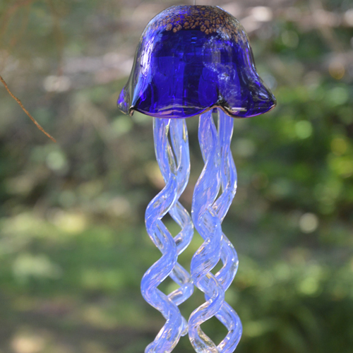 Small Blue Jelly Fish Wind Chime (T78-1)                    
