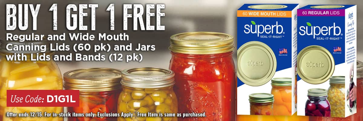 BOGO On Superb Lids and Jars