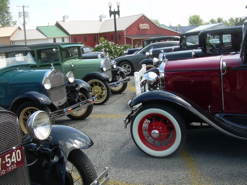 Vintage Ford Model T tour group visiting Lehman's in Kidron, Ohio