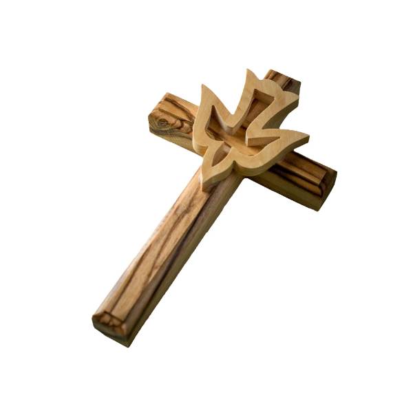Olive Wood Wall Cross with Dove