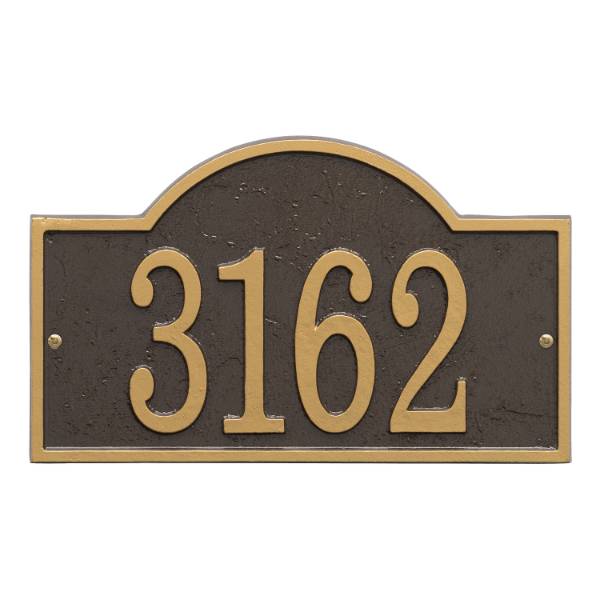 Whitehall Custom Address Plaque - Bronze/Gold Arched Rectangle