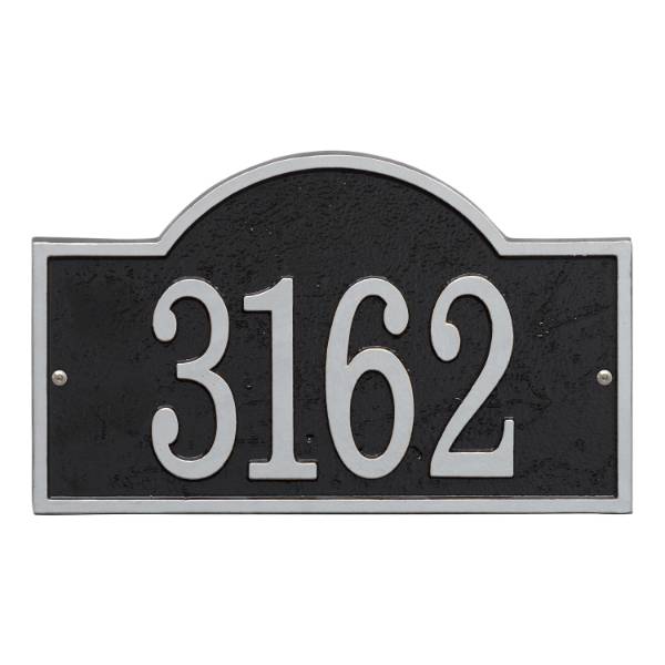 Whitehall Custom Address Plaque - Black/Silver Arched Rectangle