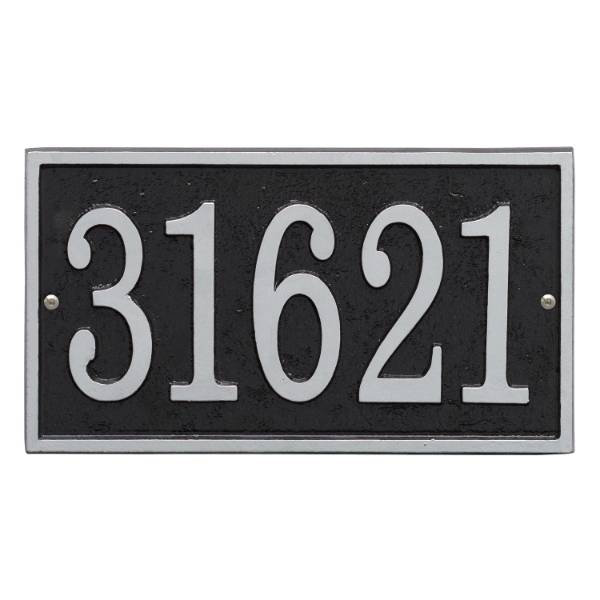 Whitehall Custom Address Plaque - Black/Silver Rectangle