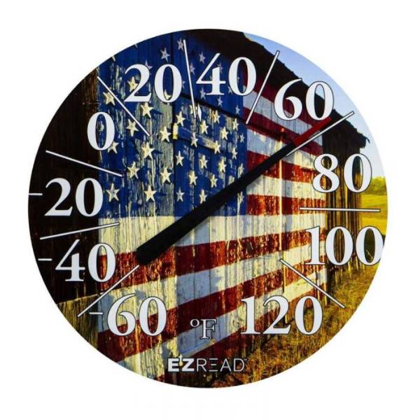 Hanging Dial Indoor/Outdoor Thermometer - American Flag