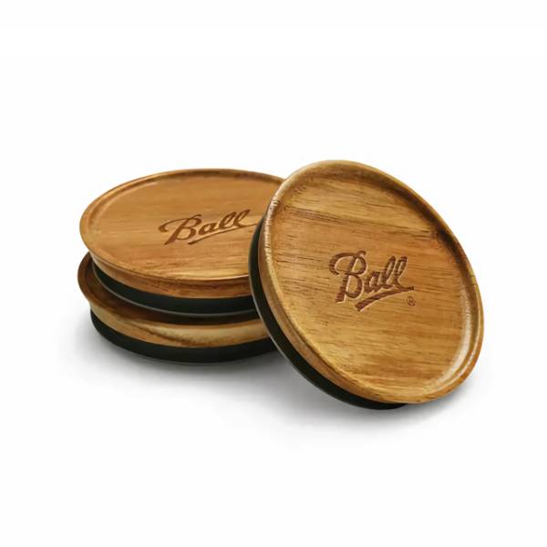 Ball Airtight Wooden Storage Lids - Wide Mouth (3)