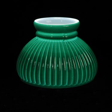 Green Ribbed Oil Lamp Shade