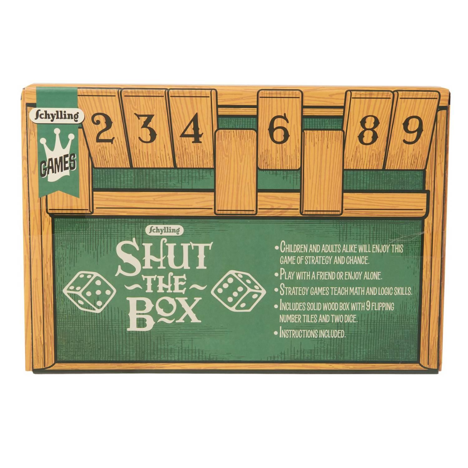 Gioco Da Tavolo Schylling 'Shut The Box' - Classico Gioco Di Dadi In Legno Per Famiglie