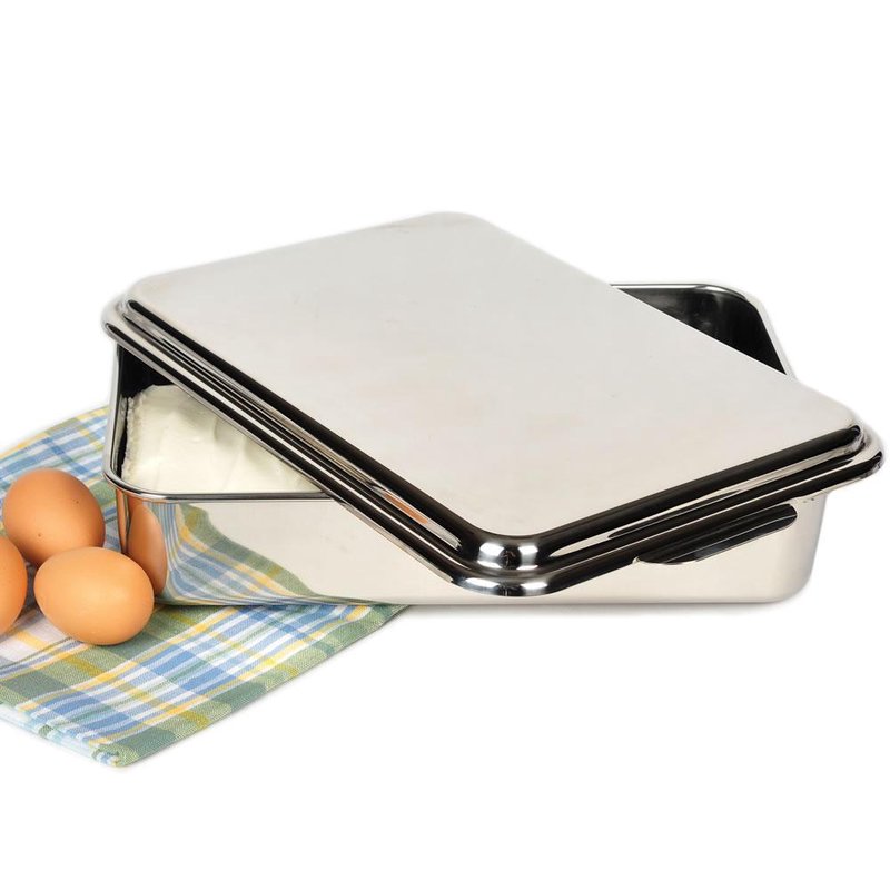 Lindys Lindy'S Stainless Steel 9 X 13 Inches Covered Cake Pan, Silver