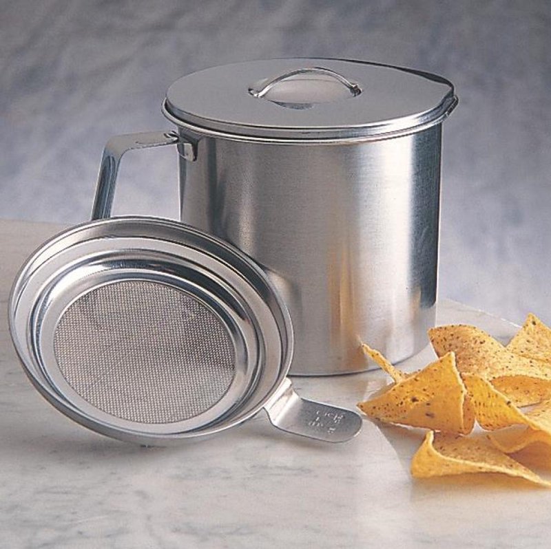 Bacon Grease Container with Strainer, Stainless Steel Strainer