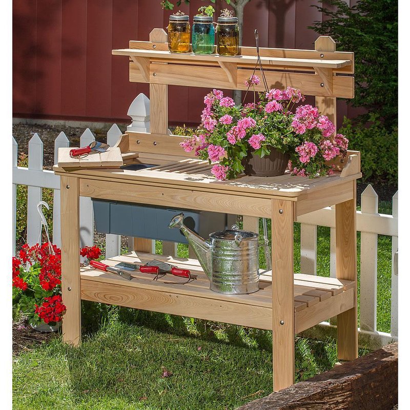 OUTDOOR CYPRESS WOODEN POTTING TABLE - BUY NOW