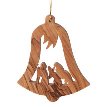 Olive Wood Ornament - Flight to Egypt Bell