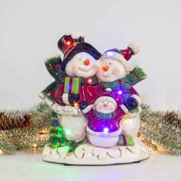 Hanna's Handiworks Ceramic Snowman Family with Lights