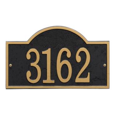 Whitehall Custom Address Plaque - Black/Gold Arched Rectangle