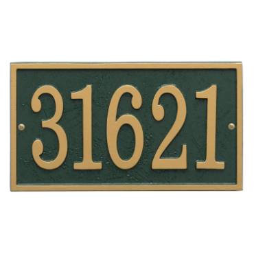 Whitehall Custom Address Plaque – Green/Gold Rectangle