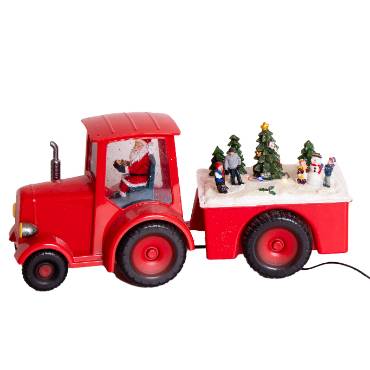Musical Christmas Water Globe Tractor with Lights